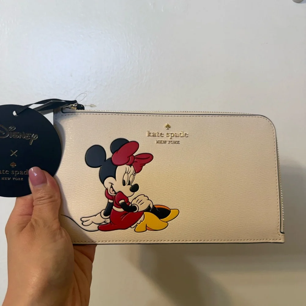 Kate Spade X Disney Minnie Mouse Medium L Zip Wristlet - Picture 1 of 7